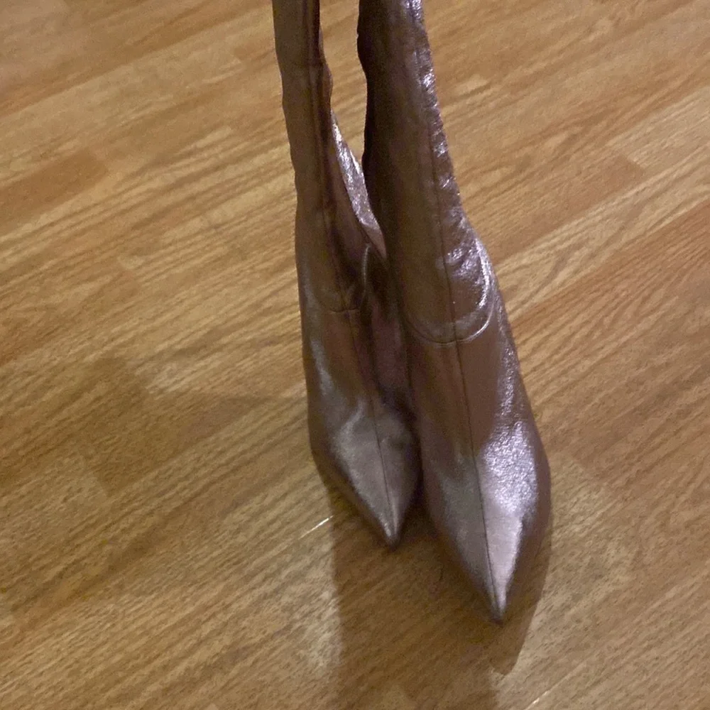 ASOS kindred Metallic pointed toe otk boot